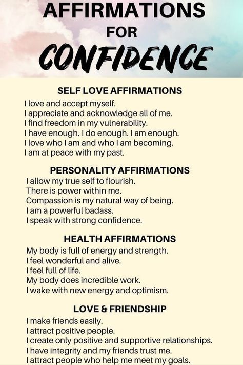 So much of what we say about ourselves is negative. Affirmations give us the opportunity to choose words that help create or eliminate something in our lives, such as creating success or confidence or healthy relationships, and eliminating low self-esteem, destructive behaviors and even pain. Affirmations For Confidence, Healing Affirmations, Health Affirmations, Affirmations For Kids, Daily Positive Affirmations, Morning Affirmations, Words Of Affirmation, Boost Your Confidence, Self Love Affirmations