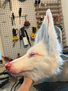 de Leon Fursuits on Twitter: "WIPs of the werewolf mask I’m making for the Vampire ball this weekend. She will be for sale after the event. Listing will be live this Friday and she will be shipped the following Monday after the event. https://t.co/bGTOeU8NfY" / Twitter Cat Mask Diy, Werewolf Mask, Vampire Ball, The Werewolf, Cool Masks, Cat Mask, Cosplay Diy, Animal Masks, Cool Costumes