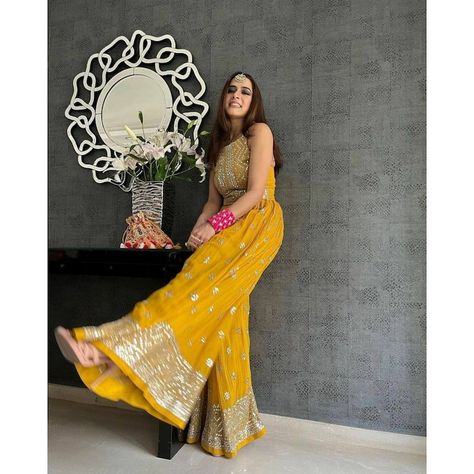 Buy Yellow Designer Indian Wedding Dress for Haldi Sangeet Mehendi Online in India - Etsy Anarkali Dress Wedding, Haldi Ceremony Outfit, Stylish Gown, Pakistani Style, Party Wear Gown, Colorful Jumpsuit, Stitching Dresses, Bollywood Outfits, Wedding Jumpsuit