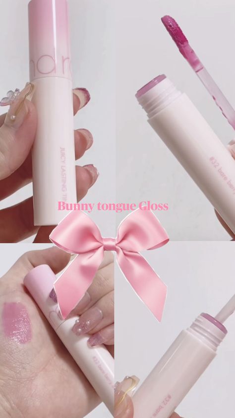 Viral bunny Tongue Lip gloss, Rom&nd gloss Bunny Lips, Bunny Tongue, Lip Gloss, Get It, Lips, Coding, Makeup, Make Up