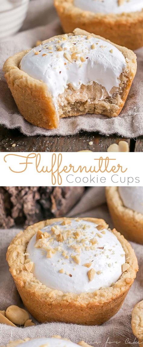 Easy Desserts With Marshmallow Fluff, On The Go Desserts, Peanut Butter And Marshmallow Fluff, Recipes Cheese, Cookie Cups Recipe, Recipes Pizza, Recipes Pork, Chop Recipes, Recipes Bread