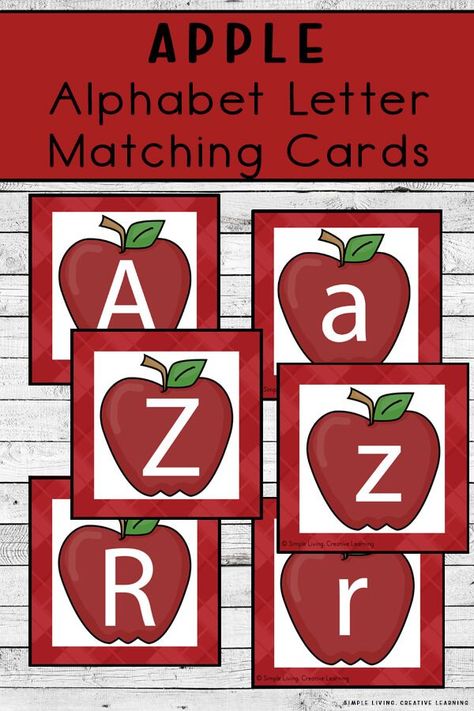 Alphabet Letter Matching, Apple Letters, Free Alphabet Printables, Apple Alphabet, Study Craft, Apple Activities, Card Games For Kids, Alphabet Matching, Apple Theme