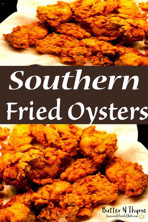 Fried oysters cooked to golden brown perfection. The dredge of all purpose flour and yellow cornmeal helps makes the beautiful crispy golden brown oysters Desserts Nutella, Tartiflette Recipe, Smoked Oysters, Dessert Halloween, Oysters Rockefeller, Grilled Oysters, Forest Gump, Oyster Recipes, Potluck Party