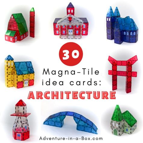 Explore civic, domestic, and vernacular structures with these architecture magnetic tile ideas! https://www.adventure-in-a-box.com/30-architecture-magnetic-tile-ideas/ Magna Tiles, Tiles Ideas, Magnetic Tiles, Design Cards, Castle Designs, Sticker Template, Mini Lessons, Lego Building, Tile Ideas