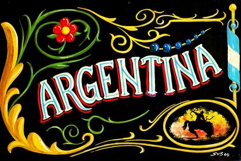 ♥ fileteado porteño. Buenos Aires. Argentina Argentina Drawing, Argentina Art, American Continent, Tango, Painted Signs, South America, Typography Design, Beautiful Art, Typography