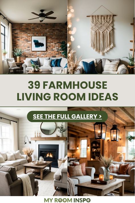 Explore 39 stunning farmhouse living room ideas through 4 engaging images. Discover cozy decors, rustic furnishings, and inviting atmospheres featured in beautiful designs that celebrate natural textures and soothing palettes. Rustic Shiplap Wall Living Room, Pine Walls Living Room, Brick And Shiplap Wall, Warm Farmhouse Living Room, Brick And Shiplap, Living Room Farmhouse Style, Wood Walls Living Room, Warm Farmhouse, Farmhouse Family Rooms