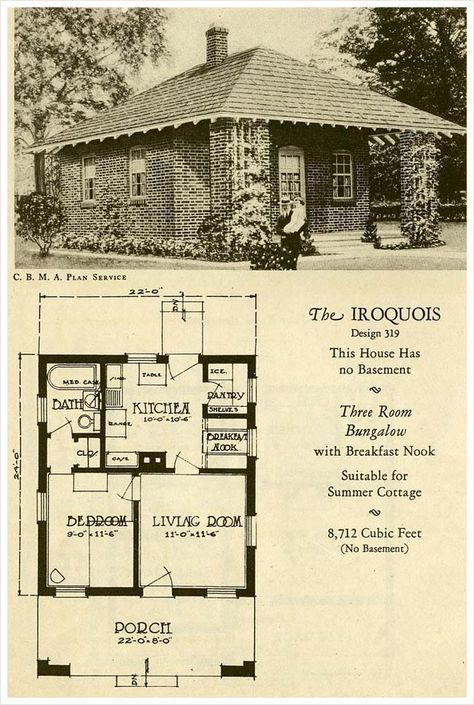 1927 Brick Houses: The Iroquois - great for when there are only 2! :D Small Brick House, Edwardian Houses, Brick House Plans, House Appliances, Tiny House Appliances, Brick Homes, Brick Houses, Vintage Homes, Craftsman Bungalow