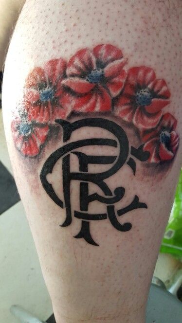 Glasgow rangers and red poppy's tattoo Rangers Tattoo Glasgow, Rangers Tattoo, Ranger Tattoo, Red Poppy Tattoo, Owl Eye Tattoo, Henna Sleeve, Scottish Tattoos, Shoulder Cap Tattoo, Dragon Sleeve