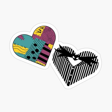 Sally and Jack Nightmare Before Christmas Heart by DesertRains | Redbubble Nightmare Before Christmas Stickers, Christmas Pj Ideas, Jack The Skeleton, Halloween Cutouts, Pj Ideas, Monsieur Jack, Sally And Jack, Wallpapers Halloween, Jack Nightmare Before Christmas