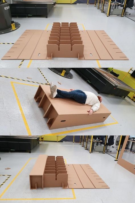 Display Exhibition, Cardboard Suitcase, Cardboard Chair, Portable Furniture, 3d Display, Cardboard Design, Portable Bed, Cardboard Box Crafts, Cardboard Display