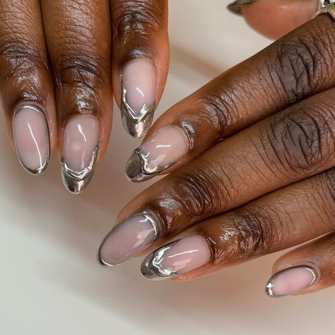 Silver chrome melted tips ❤️ . . . . . #bristolnails #bristolnailart #bristolbiab #chromefrenchtips #chromenails #nailart #silvernails #nailinspo G Nails, Silver Chrome, Silver Nails, April 29, Chrome Nails, Artist On Instagram, Nail Artist, Bristol, Nail Inspo