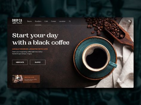 Coffee Brochure, Coffee Websites, Cafe Website Design, Coffee Banner, Shop Website Design, Coffee Site, Coffee Shop Website, Online Coffee Shop, Cafe Website