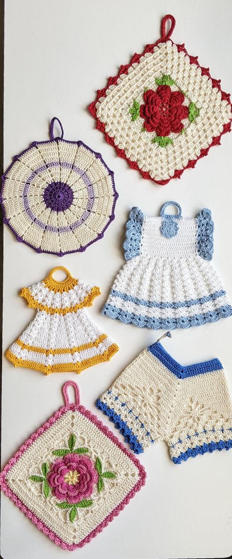 Vintage Potholders Free Pattern, Crocheting Potholders, Crocheted Potholders, Vintage Potholders, Vintage Crochet Dresses, Crochet Potholder Patterns, Crochet Pot, Vintage Crochet Patterns, Potholder Patterns