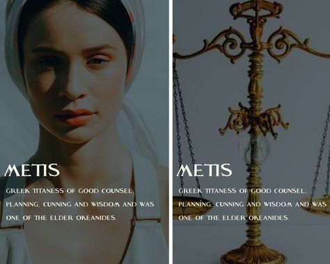 Metis Aesthetic Goddess, Metis Greek Mythology, Metis Goddess Greek Mythology, Metis Goddess, Hellenic Witch, Hellenic Pagan, Mythological Gods, Literary Names, Greek Titans