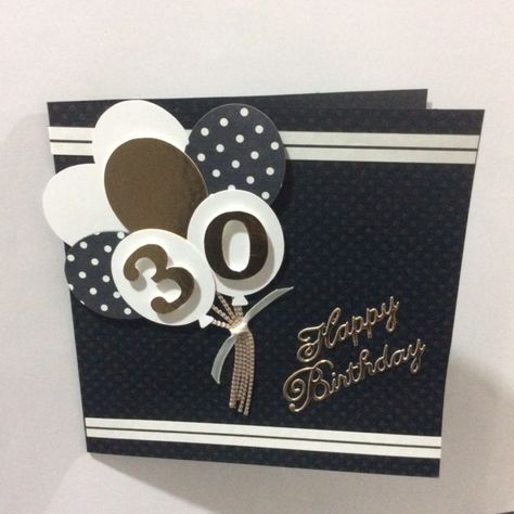 Stampin Up 30th Birthday Card Ideas, Masculine 50th Birthday Cards, Male 30th Birthday Cards Handmade, 30th Birthday Scrapbook Ideas, 30th Birthday Cards For Men, 30th Birthday Card Ideas, 30th Birthday Cards Handmade, 30 Birthday Card, Birthday Card For Aunt