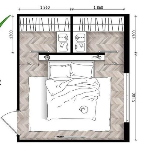 12 M2 Bedroom Ideas, 3m X 3m Bedroom Layout, Bedroom With Ensuite Layout, Bedroom With Bathroom Open Space, Open Bedroom Bathroom Layout, Small Bedroom With Bathroom, Closet Behind Bed Layout, 3x4 Bedroom Design, Open Plan Bedroom Ensuite