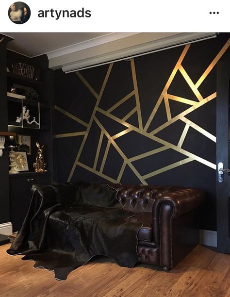 Black and Gold Wall Decor | #BlackandGoldWall Black And Gold Living Room, Black Gold Bedroom, Gold Bedroom Decor, Gold Living, Gold Rooms, Gold Wall Decor, Gold Living Room, Gold Bedroom, Dark Walls