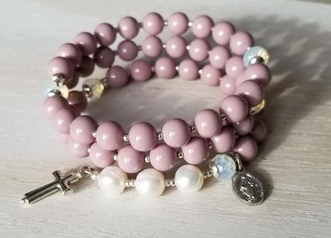 Memory Wire Rosary Bracelet, Purple Rosary, Catholic Rosary Bracelet, Wedding Rosary, Gift For Godmother, Godmother Gifts, Catholic Rosary, Rosary Bracelet, Rosary Catholic