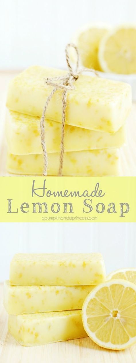 How to make lemon soap - this homemade lemon soap smells amazing and makes a lovely handmade gift! Savon Diy, Săpunuri Handmade, Soap Homemade, Homemade Ideas, Soap Tutorial, Lemon Soap, Soap Recipe, Homemade Soap Recipes, Homemade Bath Products