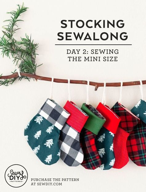 Sew your own mini Christmas stockings with this beginner friendly sewing pattern. The stockings feature a classic design with a rounded toe and heel, a hanging loop and a fold-over cuff. The stockings are quick to sew and can be used in so many ways from giving gift cards, to tree ornaments to DIY advent calendars. Diy Stockings Pattern, Christmas Vibes Aesthetic, Christmas Stocking Ideas, Easy Christmas Stockings, Christmas Stocking Pattern Free, Stocking Pattern Free, Stockings Diy, Christmas Stockings Sewing, Mini Christmas Stockings