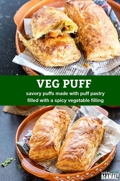 Puff Pastry Recipes Indian, Indian Puff Pastry Recipes, Veg Puff Pastry Recipes, Vegetarian Puff Pastry Recipes, Vegetable Puff Pastry, Veg Puff Recipe, Veg Puff, Curry Puff Recipe, Puff Pastry Recipes Savory