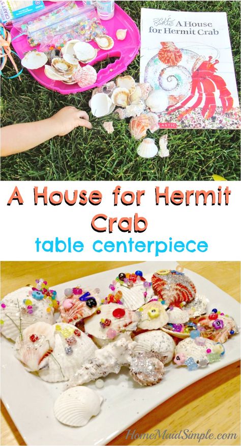 Pair the reading of A House for Hermit Crab with a seashell centerpiece the kids can make. Enjoy decorated shells and reinforce the story. A House For A Hermit Crab Activities, Hermit Crab Activities Preschool, A House For Hermit Crab Craft, Giraffe Classroom, A House For Hermit Crab, Beautiful Aquariums, Decorated Shells, Hermit Crab Crafts, Summer School Themes