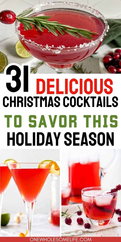 Collage of Christmas cocktail recipes. Ornament Cocktail Recipe, Christmas Cocktails Recipes Rum, Christmas Vodka Cocktails Recipes, Tequila Christmas Cocktails, Christmas Cocktails Vodka, Christmas Vodka, Christmas Cocktail Recipes, Best Christmas Cocktails, Rum Cocktail Recipes