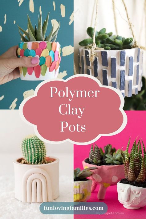 Polymer Clay Flower Pots Decorate, Homemade Clay Pots For Plants, Polymer Clay Planter Pots, Polymer Clay On Terra Cotta Pots, Polymer Clay Terracotta Pot, Sculpey Clay Pots, Polymer Clay Plant Pots Diy, Polymer Clay Ashtray Ideas, Clay Plant Pots Diy