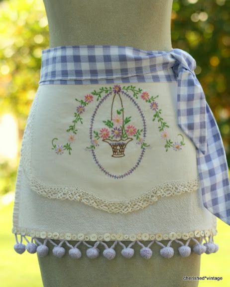 cherished*vintage: What I've been creating... Apron Patterns, Pretty Apron, Vintage Aprons, Sewing Aprons, Cute Aprons, Aprons Patterns, Vintage Dressers, Linens And Lace, Half Apron