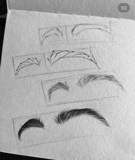 Eyes And Eyebrows Sketch, Drawing Eye Brow, How To Draw Anime Eyebrows, How To Draw Male Eyebrows, How To Sketch Eyebrows, Drawing Eyebrows Tutorial, How To Draw Eye Brow, Eyebrow Sketch Tutorial, Eyebrows Drawing Reference