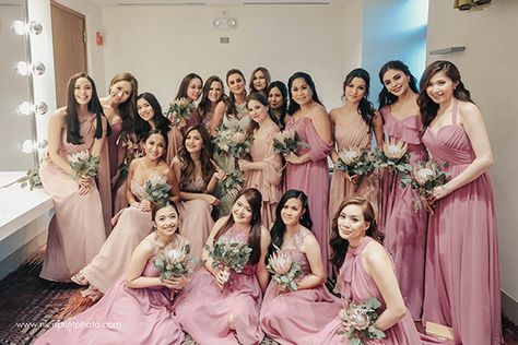 Max Collins and Pancho Magno’s Pink and Beige Wedding With Florals and Greenery | https://brideandbreakfast.ph/2017/12/14/max-collins-and-pancho-magnos-pink-and-beige-wedding-with-florals-and-greenery/ Pink And Tan Wedding Party, Tan And Pink Wedding Colors, Pink And Beige Wedding Theme, Pink And Light Brown Wedding Theme, Pink And Beige Wedding, Brown Pink Wedding, Max Collins, Beige Wedding Theme, Mixmatch Pink Bridesmaids