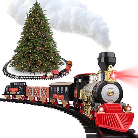 Train Around Christmas Tree, Christmas Tree Train, Christmas Train Set, Electric Train Sets, Locomotive Engine, Holiday Train, Toy Trains Set, Model Train Sets, Track Toy