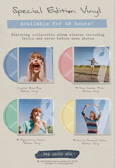 Which Vinyls Did You Get? 🩵🩷💚💛 #taylorswift #1989taylorswift #1989taylorsversion #1989tv #taylorswiftaesthetic #tswift #swiftie #taylorswiftstyle #taylorswiftmusic #tswift #taylorswiftwallpaper #tstheerastour #theerastour #1989vault 1989 Taylors Version, 1989 Taylor's Version, Dark Triad, Album Sleeves, Truth And Dare, Taylors Version, In And Out Movie, Taylor Swift Music, Louis And Harry