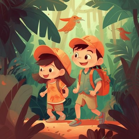 Childern Illustrator Books, Backpacking Illustration, Children's Book Illustration Styles, Explorer Cartoon, Children Book Illustration, Book Illustration Layout, Children's Book Characters, Book Illustration Design, Illustration Art Kids