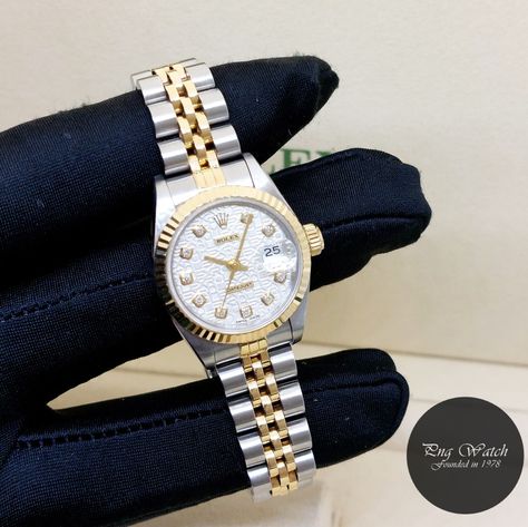 Rolex 26mm Oyster Perpetual 18K Half Yellow Gold Silver Jubilee Big Diamonds Dial Datejust REF: 69173 (T Series)! Rolex 26mm, Big Diamonds, Silver Jubilee, Big Diamond, Oyster Perpetual, Luxury Life, Rolex, Silver Gold, Lookbook