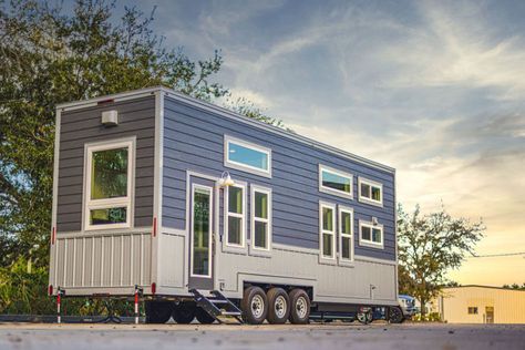 Tiny Homes On Wheels, Homes On Wheels, Custom Built Cabinets, White Farmhouse Sink, Tiny House Big Living, Tiny House Talk, Tiny House Builders, Tiny Cabins, Modern Tiny House