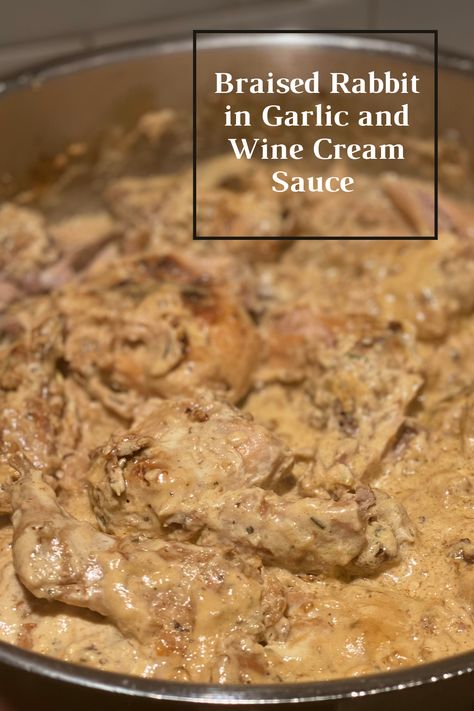 Creamy and garlicy braised rabbit Rabbit Instant Pot Recipes, Rabbit Recipes For Dinner, Rabbit Recipes Easy, Rabbit Legs Recipe, Squirrel Recipe, Braised Rabbit Recipe, Rabbit Cooking, Easy Rabbit Recipe, How To Cook Rabbit