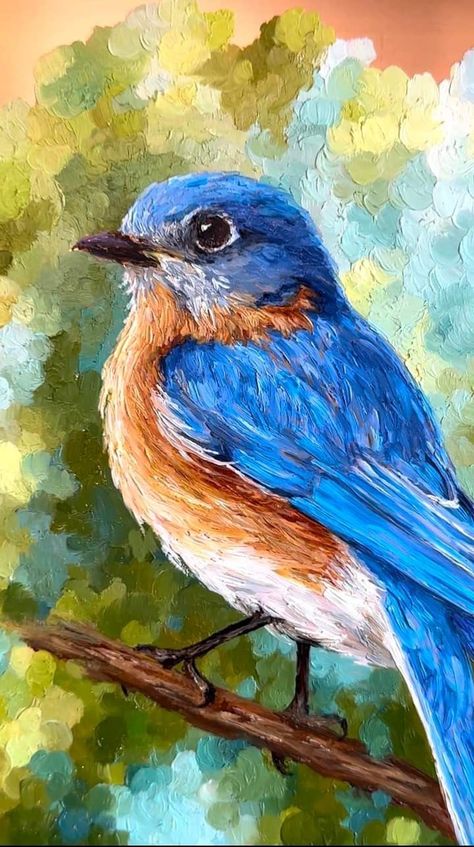 Paintings Of Birds Acrylic, Eastern Bluebird Painting, Cute Bird Painting, Bird Paintings On Canvas Easy, Blue Birds Painting, Acrylic Bird Paintings On Canvas, Painting Ideas Birds, Easy Bird Painting Acrylics, Simple Bird Painting