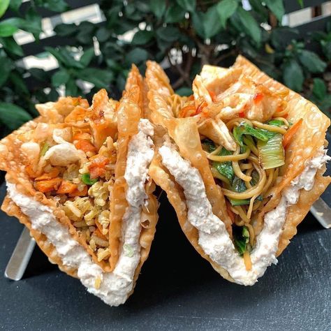 Crab Rangoon Tacos, Sandwich Business, Low Mein, Fusion Tacos, Crab Rangoons, Josh Elkin, Taco Shell, Crab Rangoon, Taco Stuffed Shells