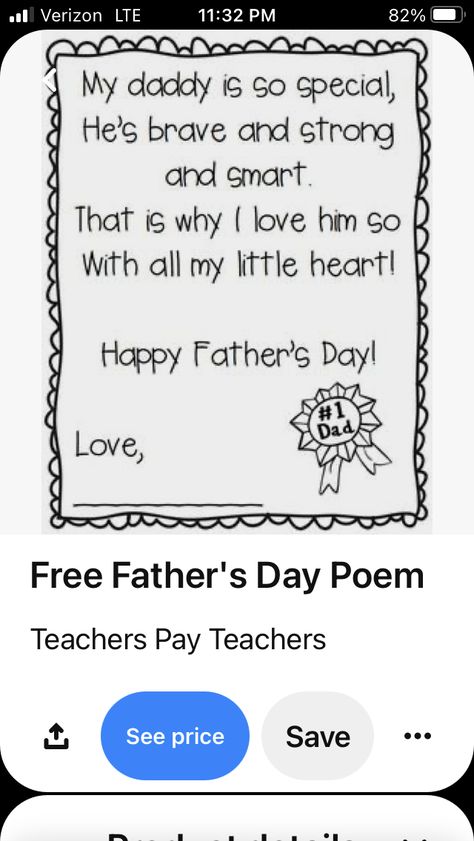 Father’s Day Poem For Preschoolers, Fathers Day Poems Preschool, Fathers Day Poems From Kids, Father’s Day Poem, Trees Preschool, Kindy Activities, Happy Fathers Day Poems, Father's Day Card Template, Library Storytime