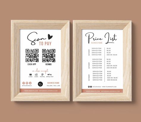 Price List, Mirror Stickers, Spelling And Grammar, Business Signs, Sign Templates, Business Template, Qr Code, Brand Colors, Graphic Design Logo