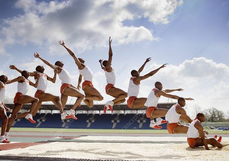 Long jump Sequence Photography, Triple Jump, Sports Meet, Motion Photography, Long Jump, Science Photos, High Jump, Human Poses, Dynamic Poses