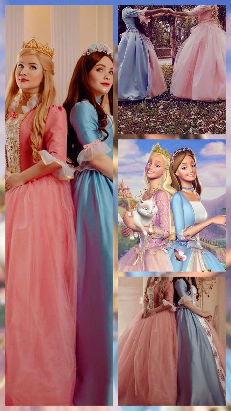 Barbie Princess Halloween Costume, Princess And The Popper Costume, Disney Princess Duo Costumes, Princess And Pauper Barbie Costume, Barbie Costume Princess, Barbie Duo Costume, Princess Duo Costume, Barbie Princess And The Pauper Costume, Princess And The Pauper Halloween