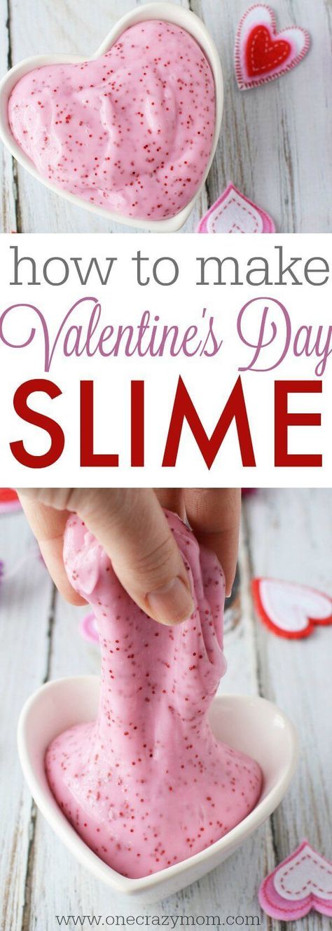 Make this easy slime recipe with your kids. They will love Valentine's Day Homemade Slime. DIY slime is a fun alternative to handing out candy and treats! #valentinesday #valentines #slime Valentines Day Slime, Kids Valentines Day Treats, Easy Slime Recipe, Slime Diy, Slime For Kids, Homemade Slime, Preschool Valentines, Valentines Day Food, Valentines Day Activities