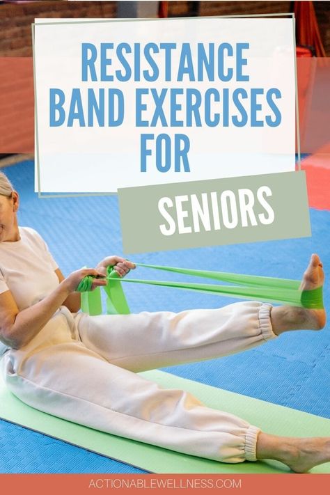 Resistance Band Exercises for Seniors-Actionable Wellness Resistance Band Exercises For Seniors, Stretch Band Exercises, Back Strengthening Exercises, Exercises For Seniors, Band Exercises, Resistance Band Workout, Knee Exercises, Resistance Workout, Strengthening Exercises