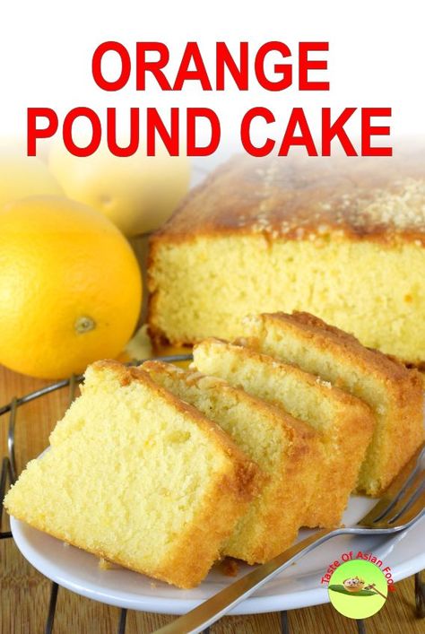 Make with freshly pressed orange juice, and zest. No artificial color and flavor for this cake. That is what I think any home cook and restaurants should do. You can't play cheat with artificial flavor and color. It will never be the same. http://tasteasianfood.com/orange-cake-recipe/ What Can I Make With Oranges, Easy Orange Pound Cake, Orange Pound Cake Recipe, Delish Cakes, Orange Pound Cake, Orange Icing, Orange Cake Recipe, Midday Snack, Orange Glaze