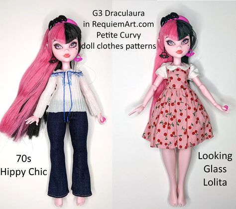 Monster High Pattern Clothes, Monster High G3 Clothes Patterns, Monster High Clothes Patterns, Monster High Doll Clothes Patterns, G3 Draculaura Doll, Draculaura Gen 3, G3 Draculaura, Draculaura Costume, Draculaura G3