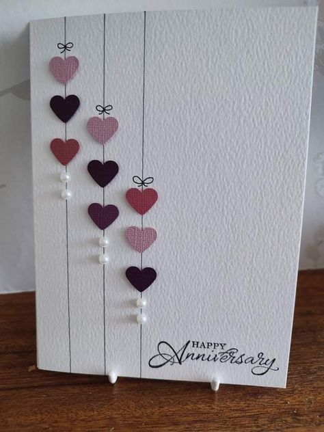 Pin by Robertson Ina on simple cards in 2022 | Anniversary cards handmade, Cards handmade, Card craft Homemade Anniversary Gifts For Him, Valentine Cards Handmade Simple, Creative Valentine Cards, Cricut Cardstock, Cardstock Projects, Valentines Day Cards Handmade, Cards Anniversary, Anniversary Cards Handmade, Creativity Ideas