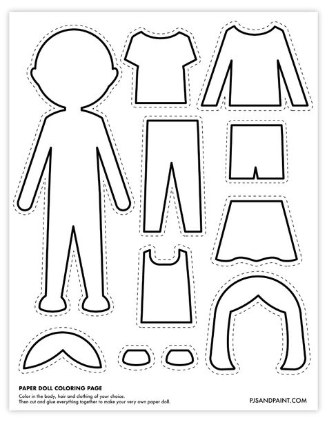 Paper Doll Printable, Paper Doll Clothes, Paper Doll Craft, Free Printable Paper Dolls, Doll Template, Paper Doll Printable Templates, Paper Clothes, Paper Dolls Clothing, Paper Dolls Diy