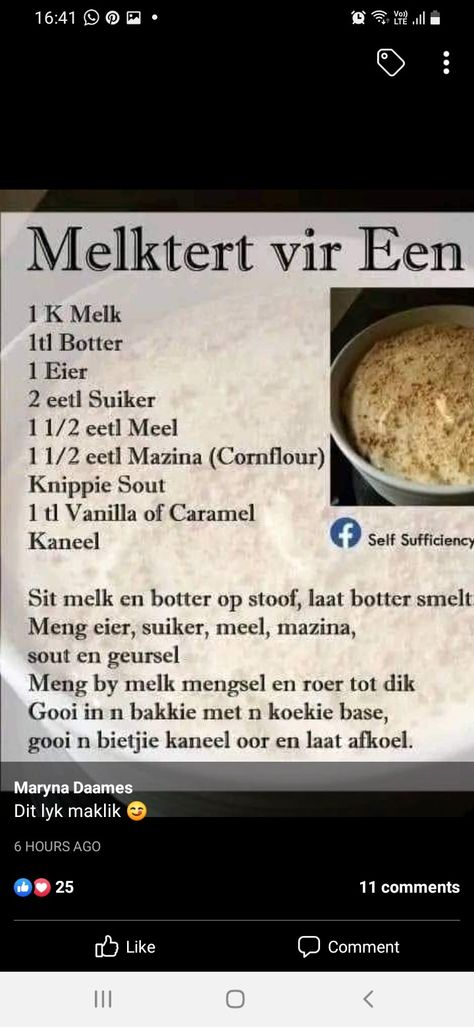 Milktart Recipe, Sweet Puff Pastry Recipes, Milk Tart, Homemade Sauce Recipes, Homemade Bread Recipes Easy, Mug Recipes, Sweet Recipes Desserts, Easy Baking Recipes Desserts, Food Garnishes